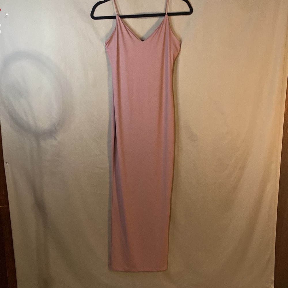 Shein XS Rose Colored Long Fitted Dress. Spaghetti Strap NWOT. Beautiful Fit.